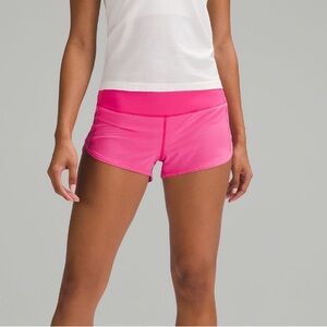 Lululemon pink speed ups. Low rise 2.5 inch. Size 4.